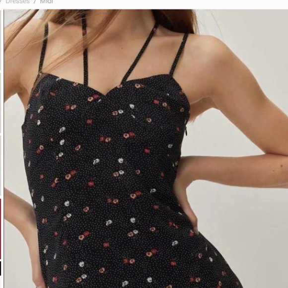 Nasty Gal Strappy Floral Print Midi Dress - NWT Size 6 - Picture 4 of 10